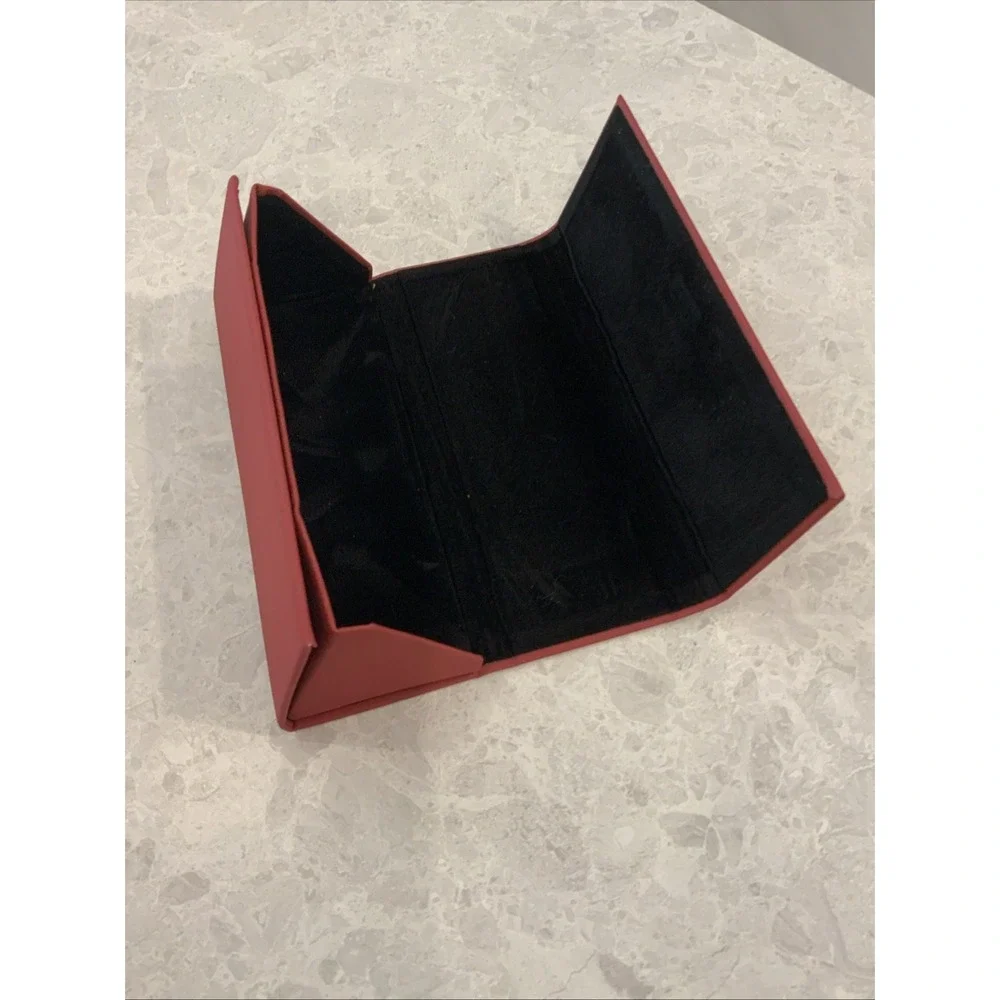 Morel Lunetier Francais Red Folding Eyeglass Case Magnetic  Hard Shell